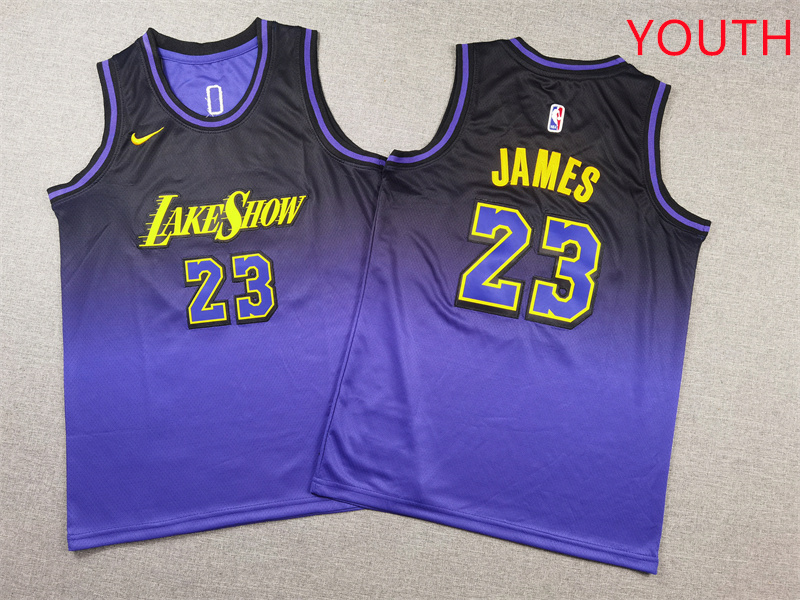 Youth Los Angeles Lakers #23 James Purple Nike 2025 NBA Jersey style 1